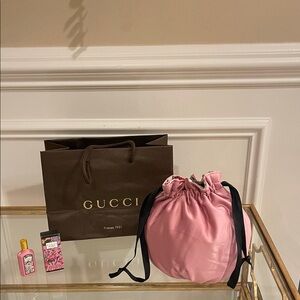 Gucci Pink Cosmetic Drawstring Pouch